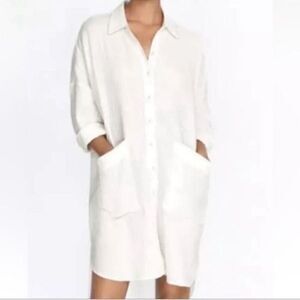 Johnny Was Calme Organic Cotton
Double pocket Oversized Shirt Dress(Size Small)